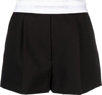 Logo-Waistband Wool Shorts-AA