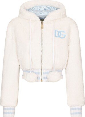 Embroidered-Logo Faux-Fur Jacket