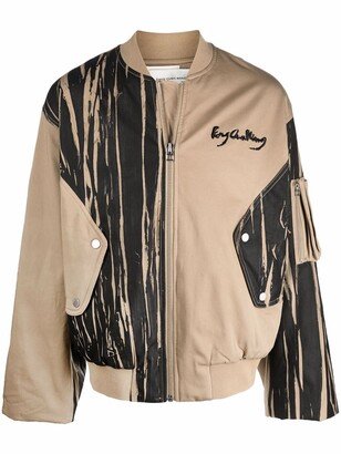 Striped Graphic Bomber Jacket