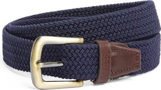 Leather-Trimmed Woven Belt