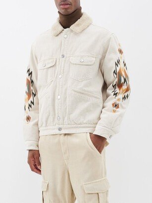 Jenson Shearling-collar Embroidered-denim Jacket