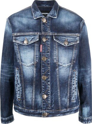 Logo-Patch Washed Denim Jacket