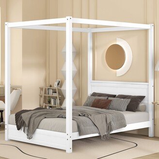 RASOO Canopy Platform Bed with Headboard and Support Legs