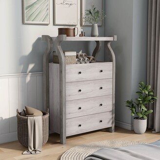 DH BASIC Transitional Coastal White 31-inch Wide 4-Drawer VerticalÂ Dresser by Denhour