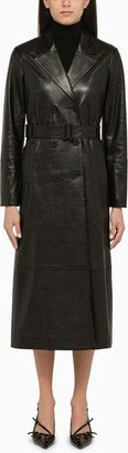 IVY OAK Lionne black leather trench coat