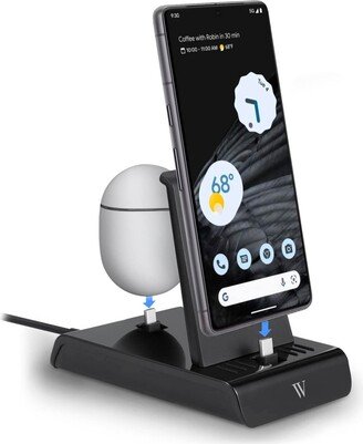 Wasserstein Google Pixel 2-in-1 Charging Station - Made for Google - Pixel Stand to Charge Multiple Google and Usb-c Devices at the Same Time (Black)