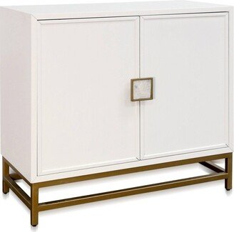 Two Door with Shell Handles Cabinet White