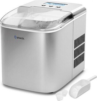 STAKOL Stainless Steel Ice Maker Countertop 26LBS/24H LCD Display W/Scoop Portable New