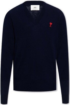 Paris De Couer Logo Embroidered V-Neck Knitted Jumper