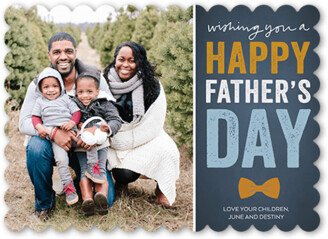 Father's Day Cards: Bow Tie Wishes Father's Day Card, Blue, 5X7, Matte, Signature Smooth Cardstock, Scallop-AA