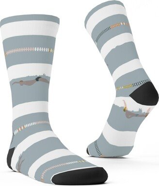 Socks: Swimming Laps Stripe - Multicolor Custom Socks, Multicolor