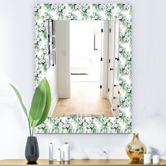 Designart 'Green Flowers 9' Traditional Mirror - Printed Wall Mirror