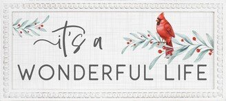 It's A Wonderful Life - Wood Sign With Beaded Frame Wall Decor Wonderful Movie Quote Red Christmas Cardinal Bird