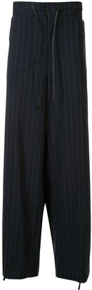 Pinstripe Print Straight-Leg Trousers