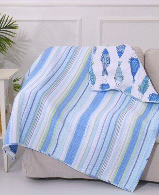 Catalina Fish Print Reversible Quilted Throw, 50 x 60