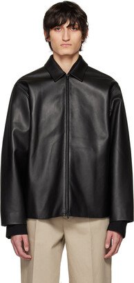 Black Relaxed Leather Jacket