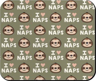 Mouse Pads: I Heart Naps - Cute Sloths - Olive Green Mouse Pad, Rectangle Ornament, Green