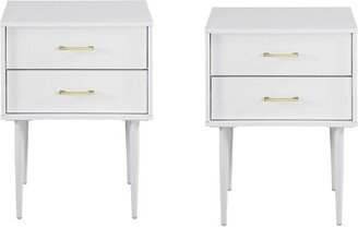 Set of 2 Ora Mid-Century Modern 2 Drawer Nightstands Solid White - Saracina Home