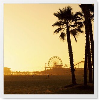 Photo Tiles: Santa Monica Pier Photo Tile, White, Framed, 8X8, Yellow