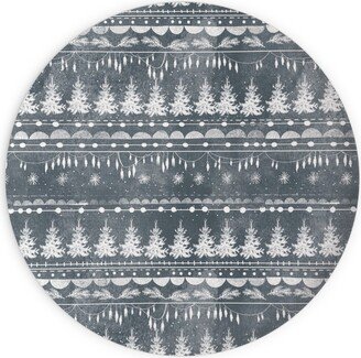 Plates: Vintage Christmas Stripe Plates, 10X10, Gray