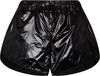 Glossy-Finish Drawstring Shorts