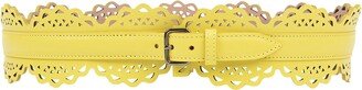 Yellow Perforated Leather Belt