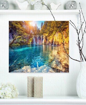 Designart 'Turquoise Water And Sunny Beams' Landscape Photography Metal Wall Art - 20 X 12