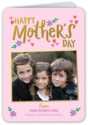 Mother's Day Cards: Delightful Details Mother's Day Card, Pink, Pearl Shimmer Cardstock, Rounded