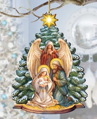Holy Family Nativity Christmas Wooden Ornaments Holiday Decor G. DeBrekht