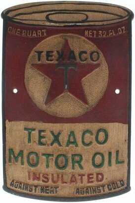 Texaco Motor Oil Can Shaped Plaque With Painted Antique Finish