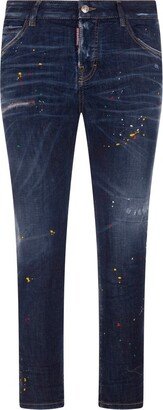 Paint Splatter Printed Cropped Jeans