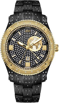 Men's JBW Jet Setter 1 CT. T.w. Diamond 18K Gold Plate and Black IP Watch with Two-Tone Dial (Model: J6370C)