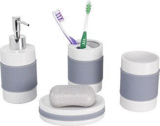 4 Piece Bath Accessory Set with Rubber Grip