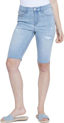 Juniors Womens Distressed Raw Hem Bermuda Shorts