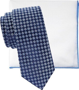 2-Piece Patterned Tie & Solid Pocket Square Set