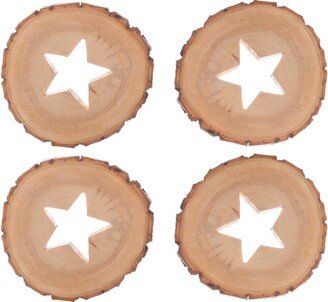 Cut Out Star Coasters Set Of 4 Christmas Tree Cabin Wood Festive Drinks New Home Gift Stocking Filler