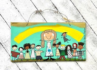 Kids Are My Business Sign, Words Painted On The Sign For You, Blonde Teacher, School Decor, Commemorative Educator, Principal Art