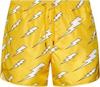 Thunderbolt-Printed Drawstring Swim Shorts-AA