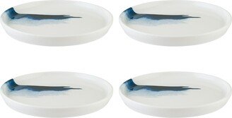 Turgla Home 4Xblue Wave Porcelain Plate Decorated Round 6.00 X 6.00 X 0.75 Set Of Four