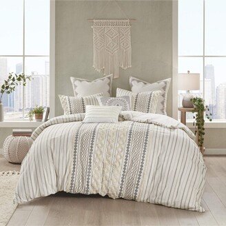 Gracie Mills Cotton Duvet Cover Mini Set, Ivory - Full/Queen