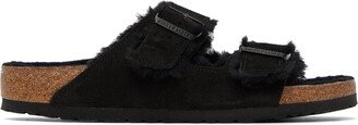 Black Regular Shearling Arizona Sandals