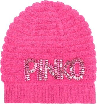 Logo-Appliqué Towelling-Finish Beanie