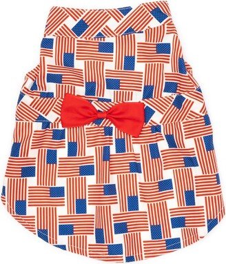 The Worthy Dog Patchwork Flag Adjustable Pet Dress - Red/White/Blue - S