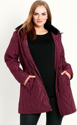 Women's Plus Size Faux Fur Collar Padded Coat - - 26W/28W