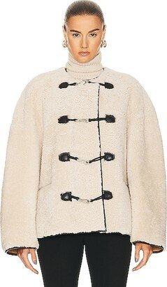 Teddy Shearling Clasp Jacket in White