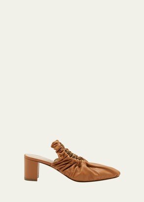 Alia Ruched Leather Slingback Pumps