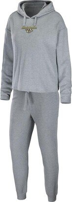 Women's Wear by Erin Andrews Heather Gray Nashville Predators Logo Pullover Hoodie and Pants Sleep Set