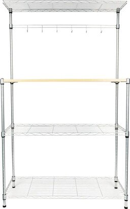 NO 4 Layer Adjustable Kitchen Bakers Rack Microwave Oven Stand Storage Cart, Silver Powder