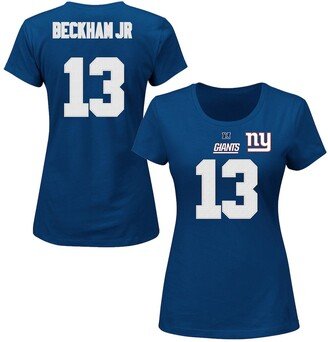 Women's Odell Beckham Jr. Royal New York Giants Plus Size Fair Catch Name and Number T-shirt