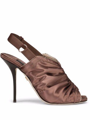 Ruched Satin Slingback Sandals